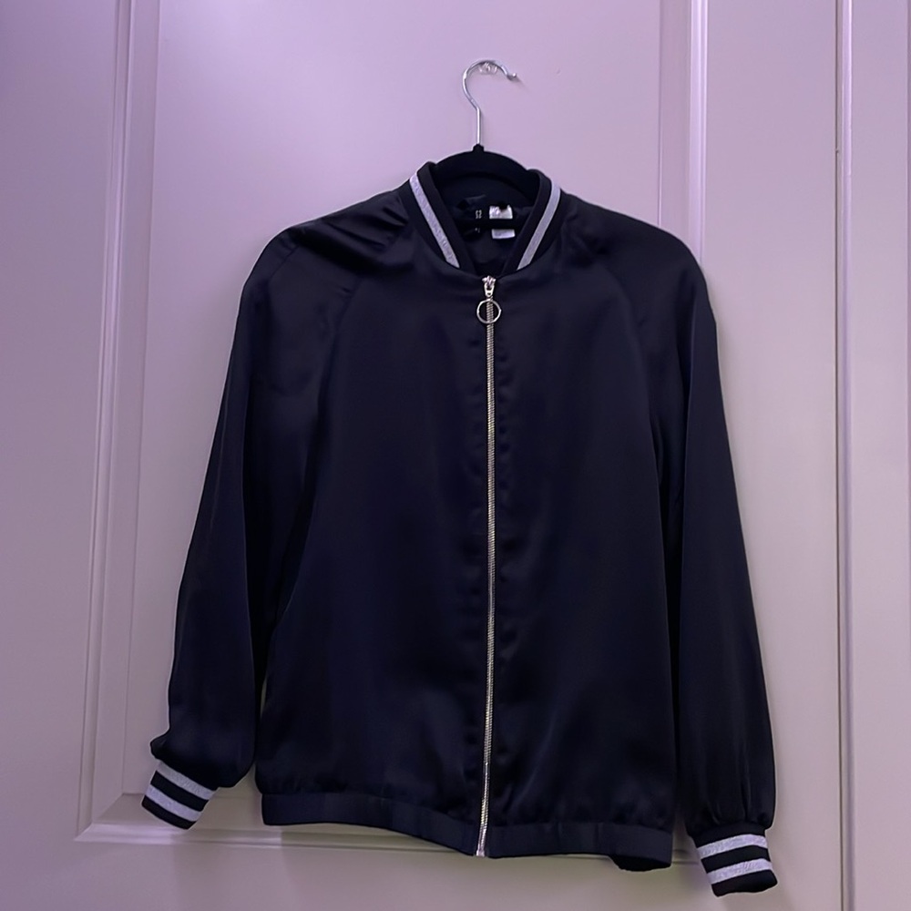 Silky zip varsity jacket